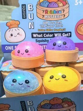 NEW 3 Pcs Glitter Mystery Dumpling Squishy Fidget Toy Glow in dark